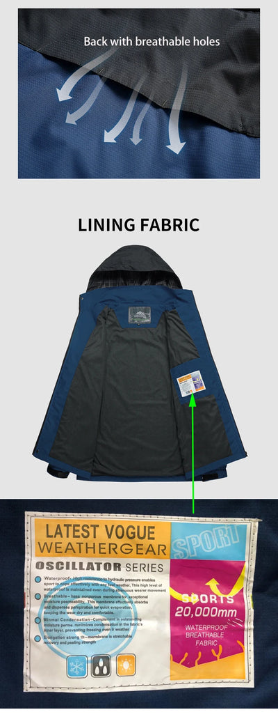 TRVLWEGO Camping Hiking Jacket Men Autumn Outdoor Sports Coats Climbing Trekking Windbreaker Travel Waterproof Jackets Black by Smarsty