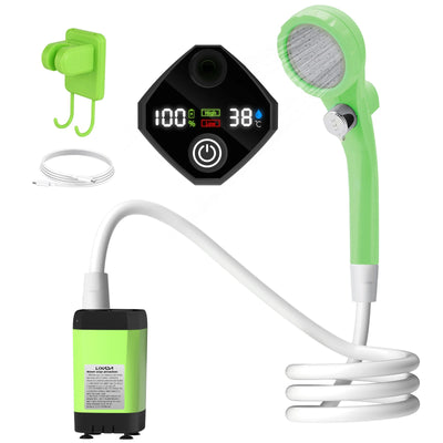 Camping Shower Pump RV Outdoor Shower Kit Camp Shower w/Full Screen Intelligent Digital Display Adjustable 6000mAh Shower Kit by Smarsty
