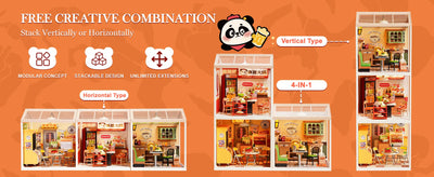 Rolife Panda Hot Pot DIY Modern Miniature Assembly Model Kit Tiny Accessories Themed Diorama For Stress Relief Kids Adults