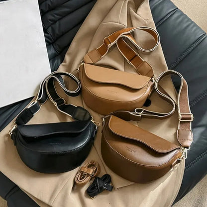 Women Vintage Saddle Bag With Wide Strap Crossbody - Smarsty