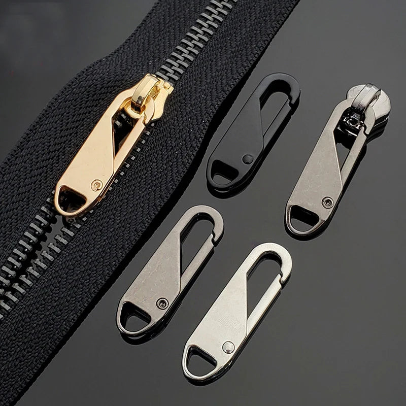 5pcs Universal Replacement Zipper Slider Metal Alloy Removal Zipper Puller Luggage Bag Zip Head DIY Craft Sewing Tool Repair Kit - Smarsty
