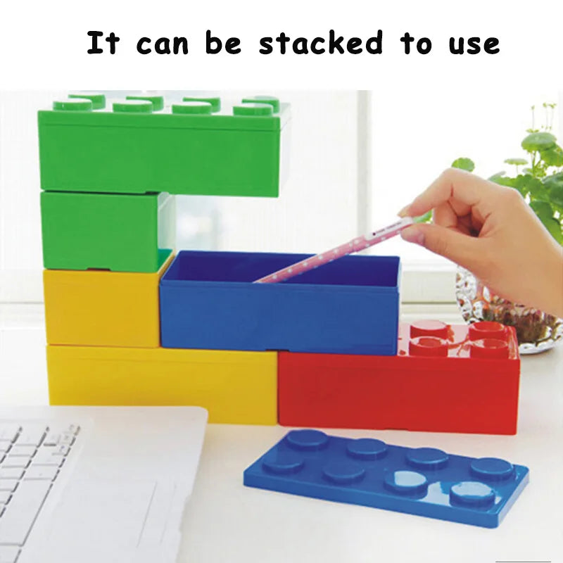Building Block Storage Box Creative Plastic Storage Box Saving Space Storage Organizers Desktop Office Storage Supplie Kids Gift