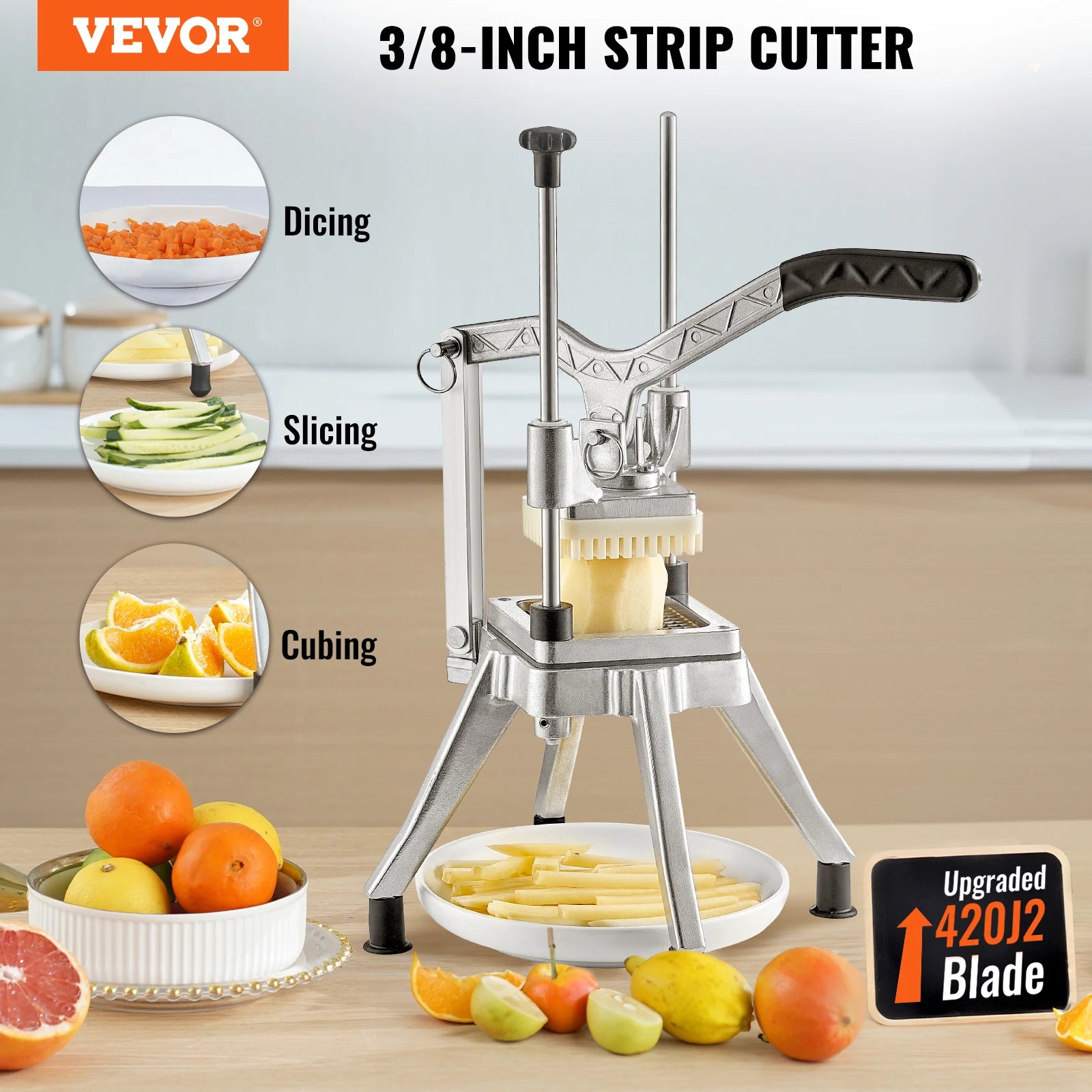 SucceBuy Commercial Vegetable Fruit Heavy Duty Professional Food Dicer Kattex French Fry Cutter Onion Slicer Stainless Steel