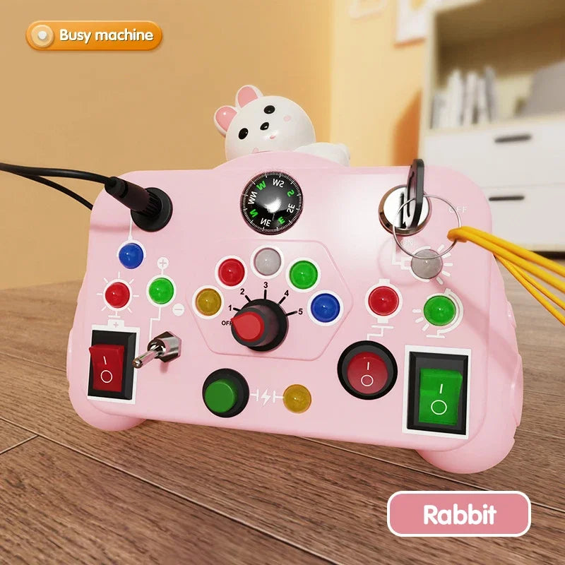 Busy Board Led Lights Switch Sensory Montessori Toys Portable Electric Puzzle Early Educational Puzzle Toy for Toddler Kids Gift