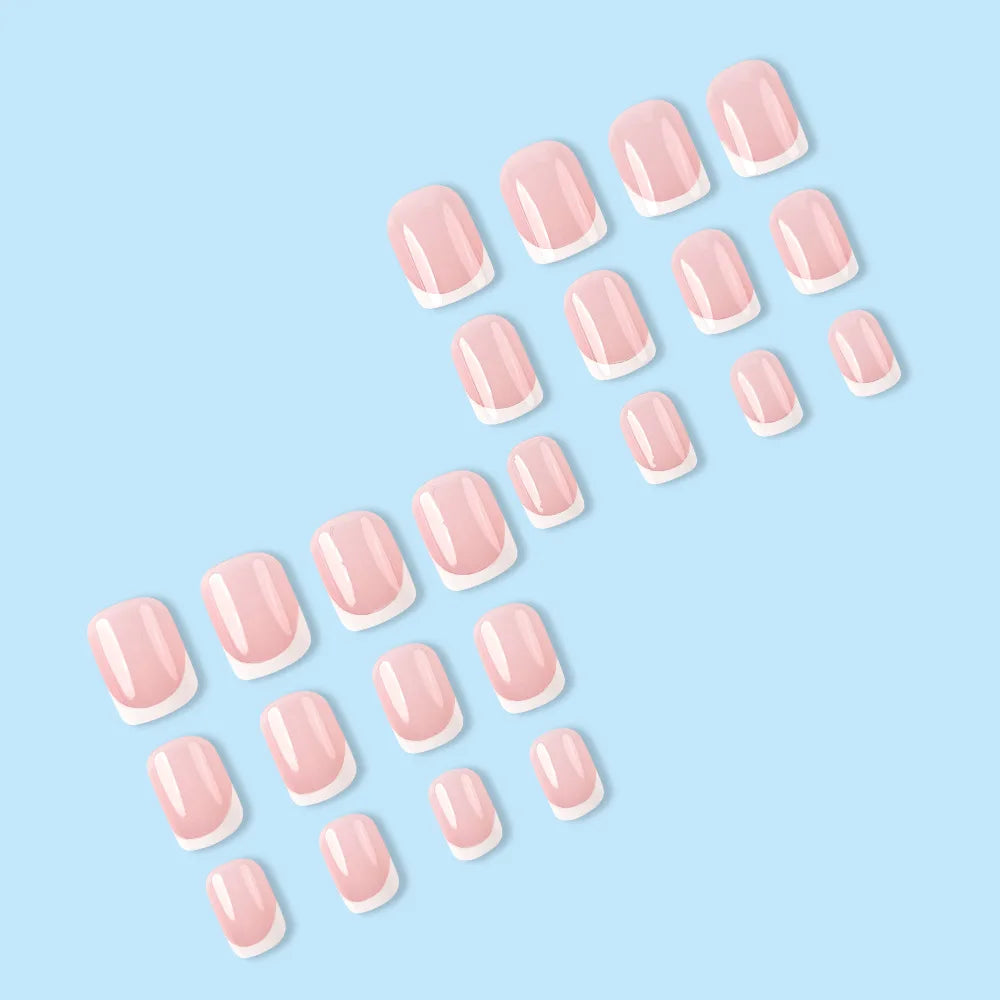 24 Piece Short French Minimalist Nail Set with File and Gel - Smarsty