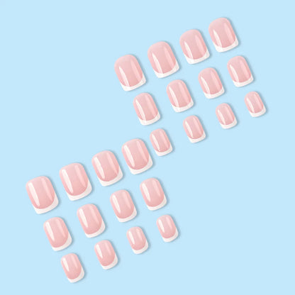24 Piece Short French Minimalist Nail Set with File and Gel - Smarsty