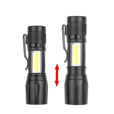 2000LM Ultra Bright P50 LED Flashlight Tactical EDC Emergency Spotlight Telescopic ZoomHandheld Torch  w/ 14500/18650 Battery - Smarsty