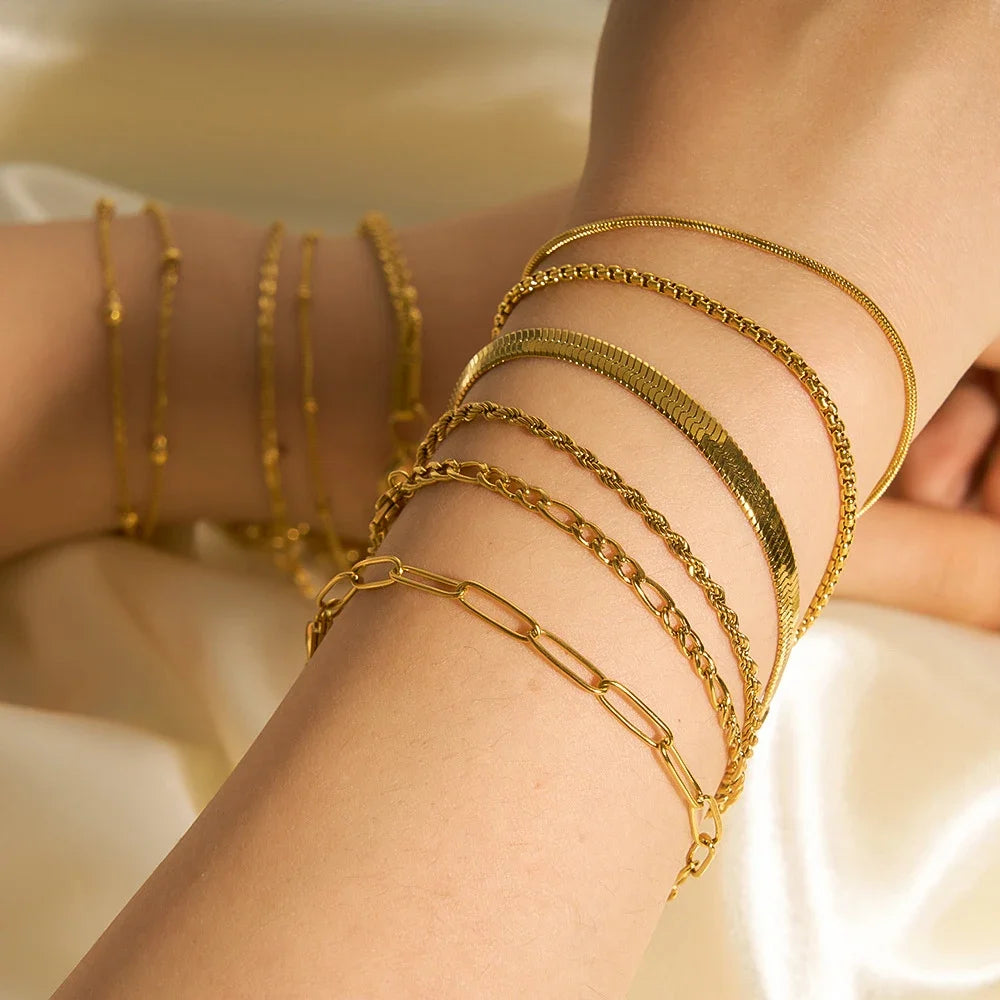 Gold Stainless Steel Twist Chain Bracelet for Women - Smarsty