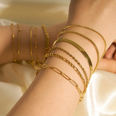 Gold Stainless Steel Twist Chain Bracelet for Women - Smarsty
