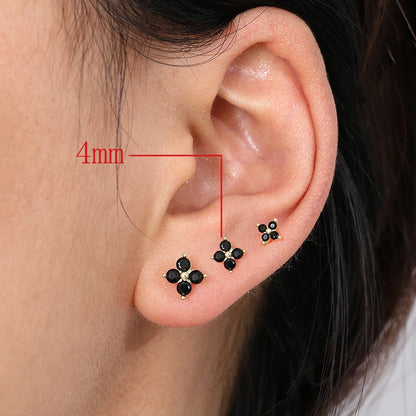 Minimalist Flower Stud Earrings Gold Cubic Zirconia - Smarsty