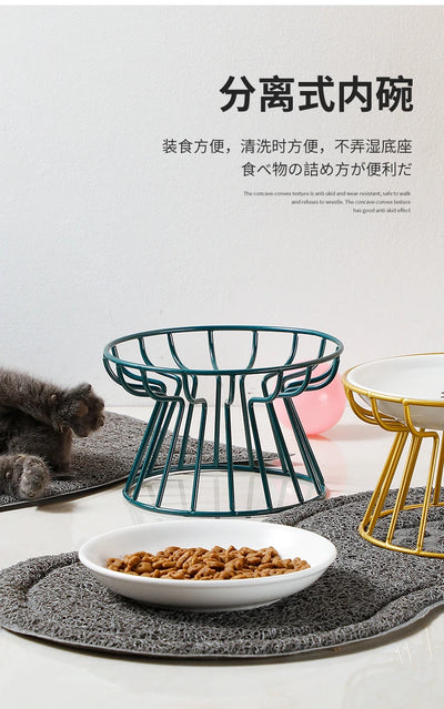 Ceramic Raised Pet Bowl for Cats and Dogs - Smarsty
