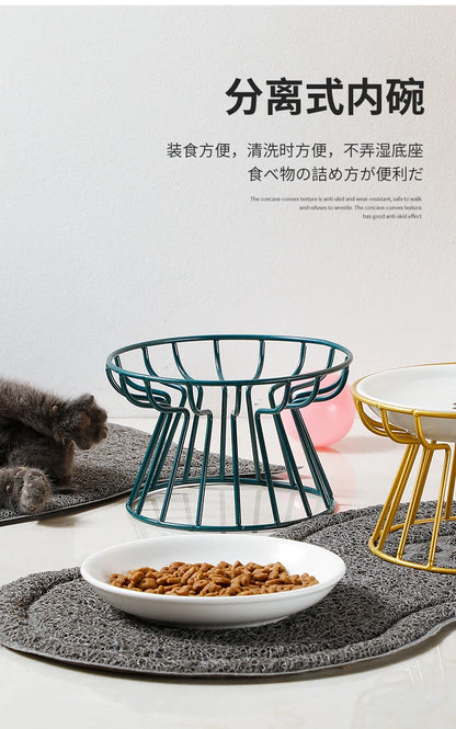 Ceramic Raised Pet Bowl for Cats and Dogs - Smarsty