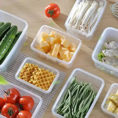 Kitchen Refrigerator Sealed Rectangular Refrigerator Storage Box with Lid Plastic Crisper Microwave-heated Lunch Box Storage Box by Smarsty