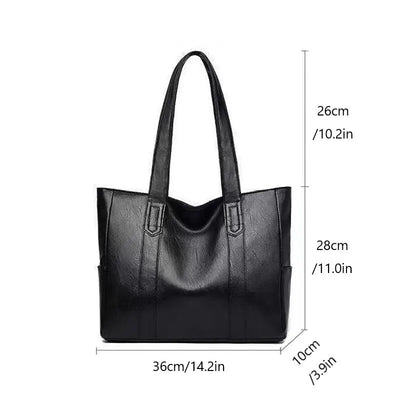 Vintage Large Capacity Tote Bag Vegan Leather For Commute - Smarsty