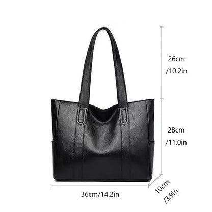 Vintage Large Capacity Tote Bag Vegan Leather For Commute - Smarsty
