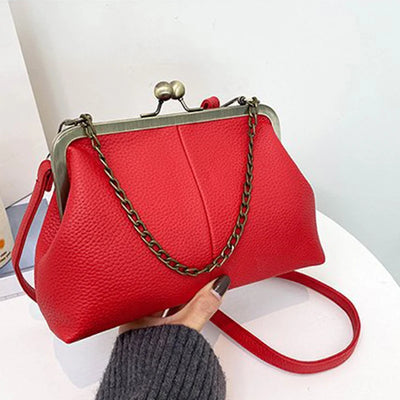 Vintage Soft Skin Shell Bag Lychee Pattern Crossbody - Smarsty