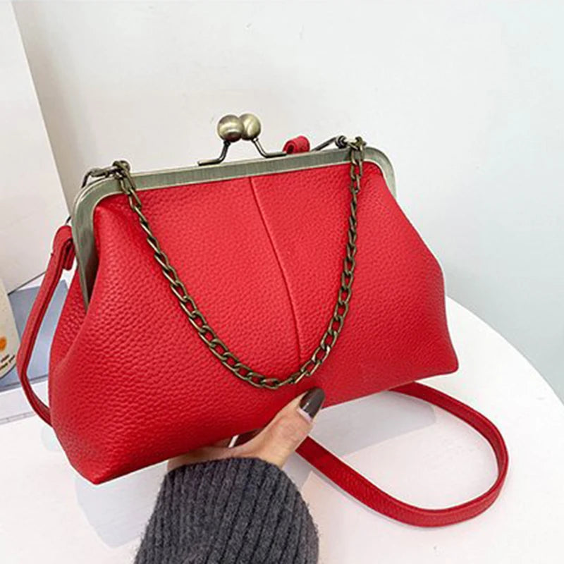 Vintage Soft Skin Shell Bag Lychee Pattern Crossbody - Smarsty