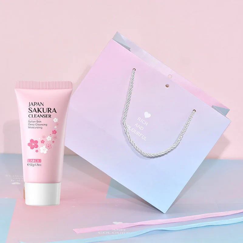 LAIKOU Japan Sakura Skincare Set Moisturizing Anti-Aging Kit Wrinkle Smoothing Radiance Boosting Facial Kit Gift Set - Smarsty