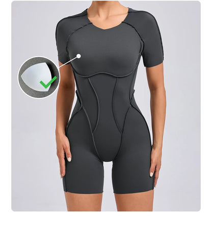 Short Jumpsuit Gym Clothes For Women Sportswear Fitness Overalls Backless Scrunch Booty Yoga Suit Sports Set Outfit - Smarsty