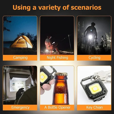 Mini LED Flashlight Magnetic COB Outdoor Camping Pocket Work Light 800 Lumens USB Rechargeable 7 Modes Spotlights - Smarsty