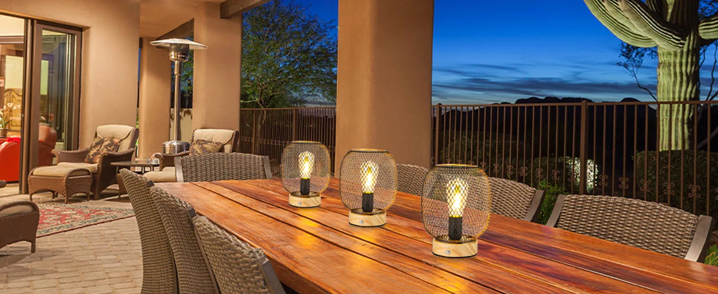 Dimmable Touch Bedside Table Lamp Metal Rechargeable Battery Powered with LED Bulb for Weddings Patio for Indoors Outdoors