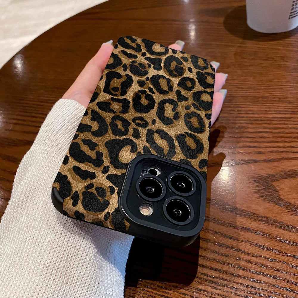 Gold Leopard Silicone Leather IPhone Case Shockproof - Smarsty