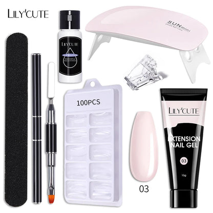 LILYCUTE Nail Gel Set with 6W LED Lamp for Quick Manicure - Smarsty