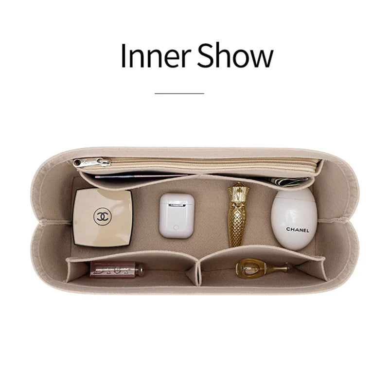 Felt Cosmetic Organizer For Luxury Handbags With Zipper - Smarsty