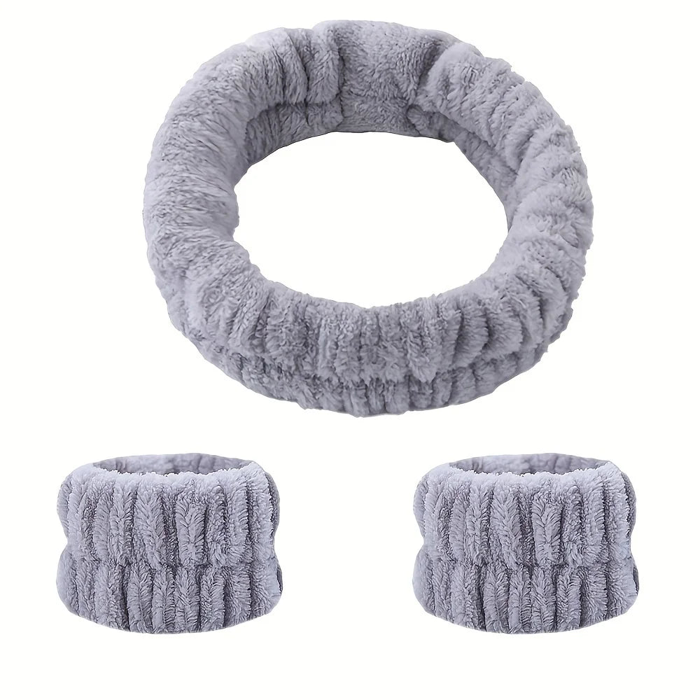 Coral Velvet Makeup Hairband Set for Easy Face Washing - Smarsty