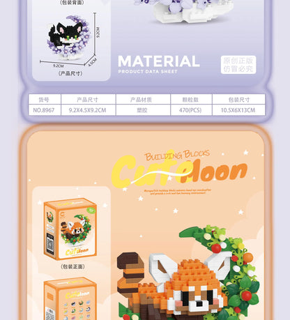 Mini Dog Cat panda raccoon Cute Pet Small Building Block Model Series Ornaments Children's Toy Christmas Birthday Gifts for Kids by Smarsty