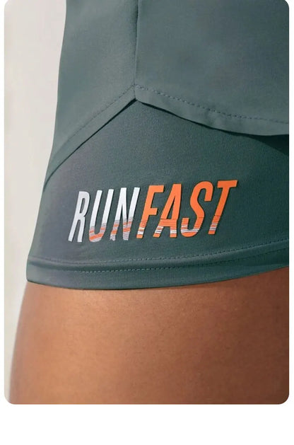 Women's High Rise Yoga Shorts With Elastic Proximity Control Running Shorts, Fake Two Pieces Pants - Smarsty