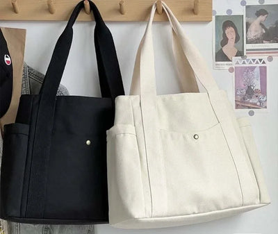 Large Capacity Canvas Tote Shoulder Bag For Work College - Smarsty