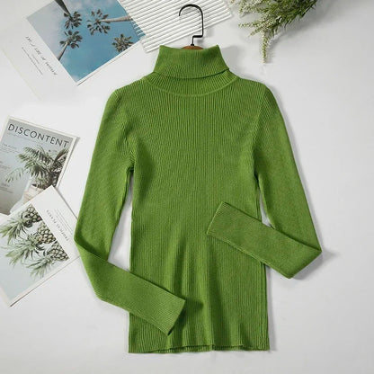 2025 Women Turtleneck Sweater Knitted Soft Pullovers Cashmere Jumpers Basic Solid Soft Sweaters Women Autumn Winter Casual Top - Smarsty