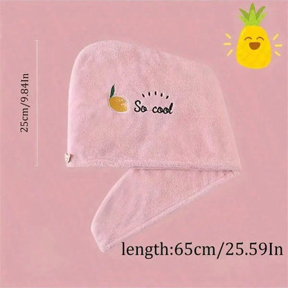 1Pc Embroidery Style Hair Drying Cap, Coral Fleece Thickened Hair Towel for Bathroom, Women's Absorbent Quick Drying Shower Cap, - Smarsty