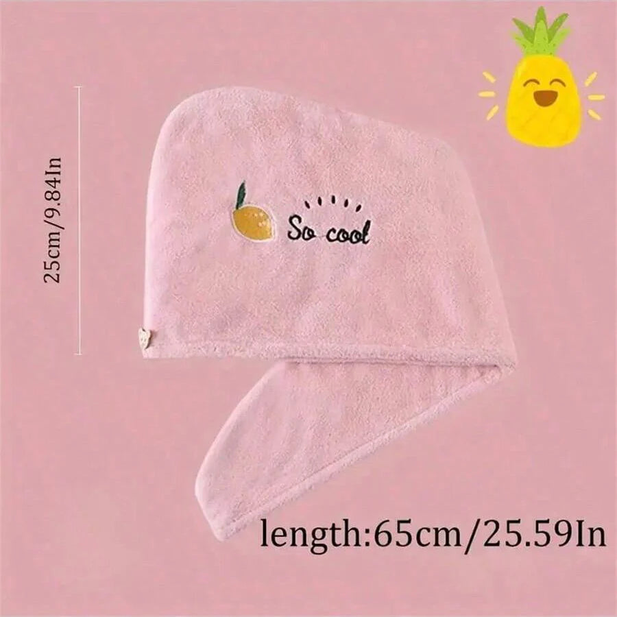 1Pc Embroidery Style Hair Drying Cap, Coral Fleece Thickened Hair Towel for Bathroom, Women's Absorbent Quick Drying Shower Cap, - Smarsty