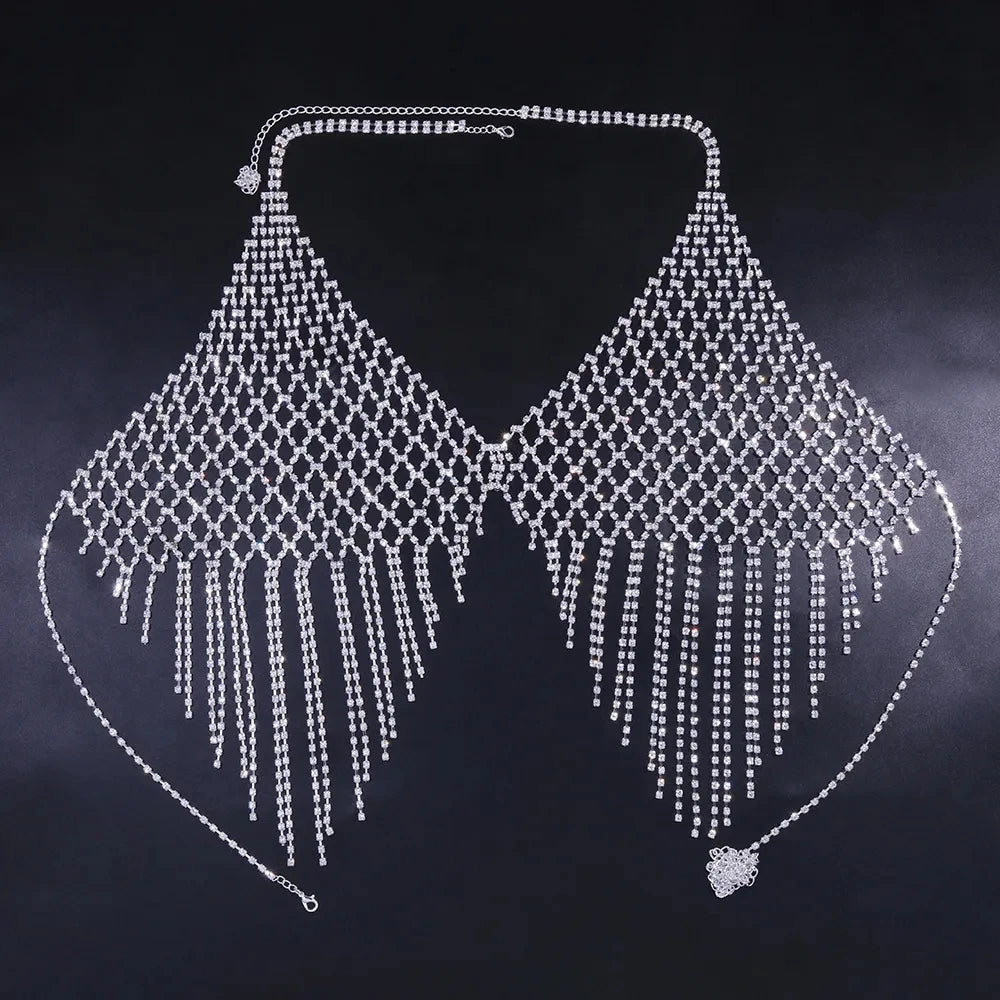 Sexy Mesh Tassels Chest Chain Necklace for Festivals - Smarsty