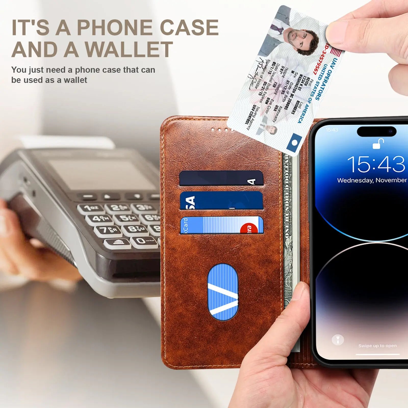 SUTENI Phone Case Faux Leather Card Holder Stand Wallet Magnet Flip Cover For Galaxy S26 Ultra S25 Plus S24 S23 S22 Note20