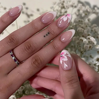 24pcs Flower Design Fake Nail Tips Full Cover - Smarsty