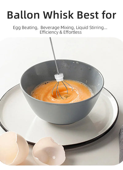 HOT  Electric Milk Frother + Egg Beater Wireless Type-C Charging 3 Speeds Mini Handheld Foam Maker Coffee Whisk Cooking Tools - Smarsty