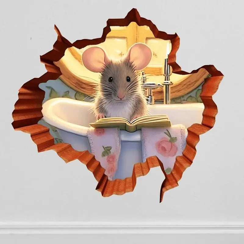 Cute Mouse Hole Wall Sticker for Whimsical Home Decor - Smarsty