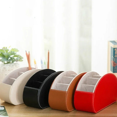 5 Grid Pu Leather Organizer Remote Control Phone And Tv Holder Desk Storage Box Cosmetics Brush by Smarsty