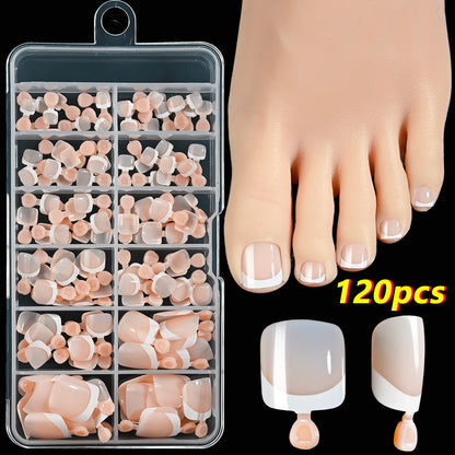 120Pcs French Fake Toenails in 9 Colors for Summer Style - Smarsty