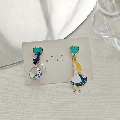 Cute Fairy Tale Princess Alice Dangle Earrings with Pearls - Smarsty