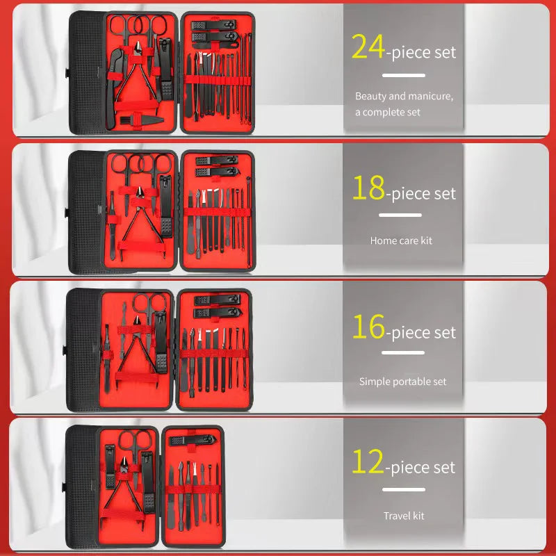 Convenient Black and Red Nail Clipper Set - Smarsty