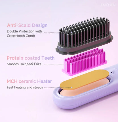 Professional Mini Straightener Brush with Negative Ions - Smarsty