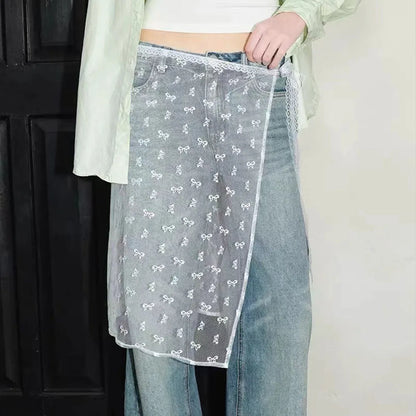 Korean Fashion Lace Skirt With Irregular Hemline - Smarsty