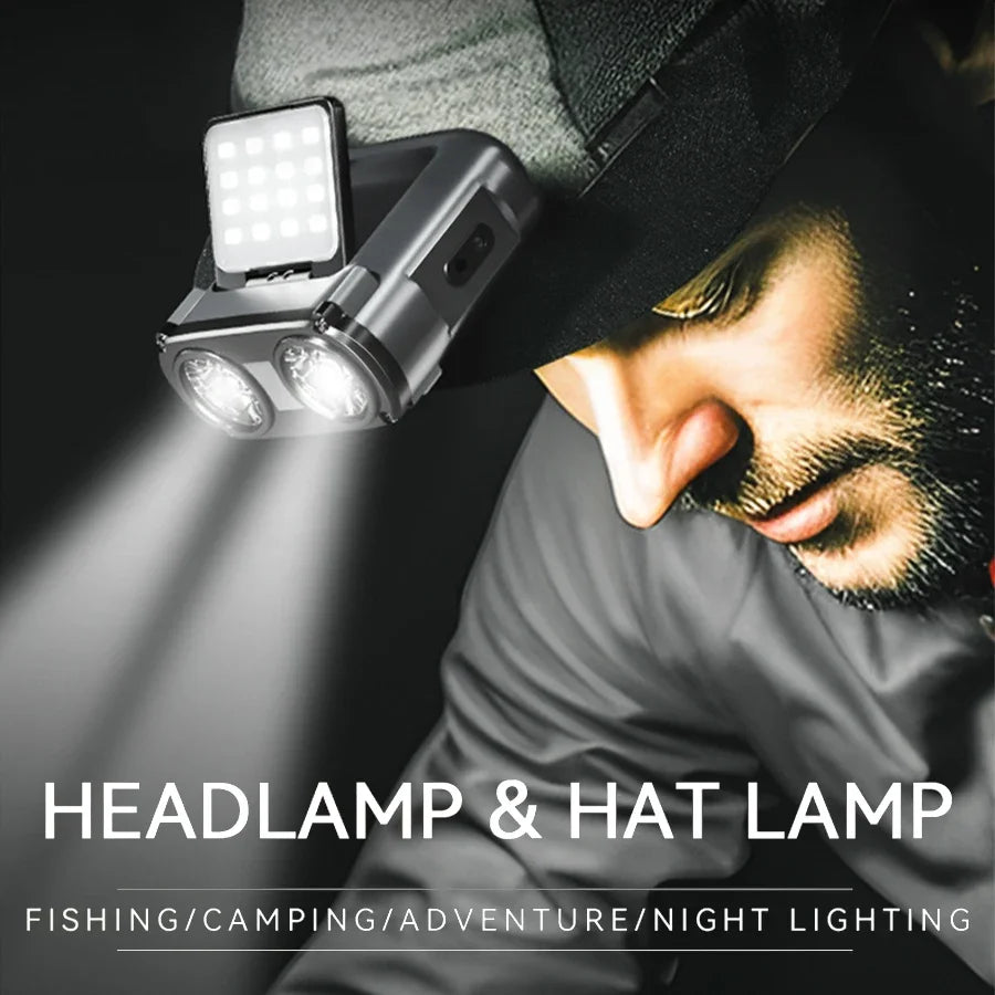 Owl Headlamp Type-c Rechargeable Headlight Portable Rotating Hunting Lights Led Flashlight Fishing Front Bicycle Light by Smarsty