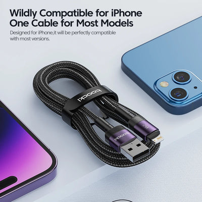 Toocki USB Cable For iPhone 14 13 12 Pro Max X XS XR 8 7 Plus iPad Fast Charging Charger Aluminum iP Cable For iPhone Data Cord - Smarsty
