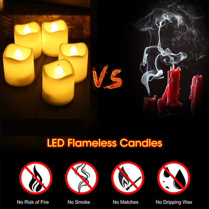 Flameless LED Votive Candles Set 100+Hour Lasting Electric Candles Battery Operated Tealight for Wedding Proposal Romantic Decor