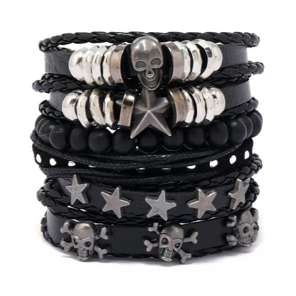 Viking Leather Bracelet For Men Adjustable Skull Design - Smarsty